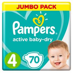 PAMPERS Подгузники Active Baby-Dry Maxi Упаковка 70 - характеристики и отзывы покупателей.